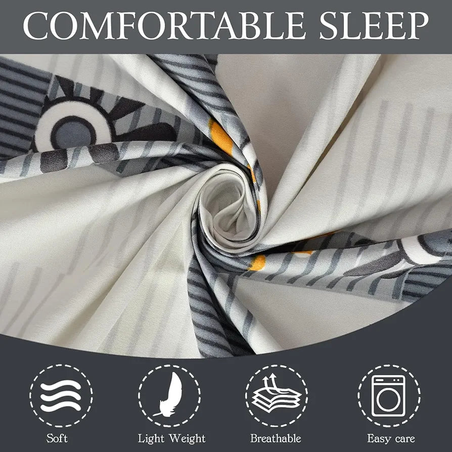 Fresh From Loom Microfiber Bedsheet for Single Single Size Bed Floral Design Bed Spread with 1 Pillow Covers 144 TC White Grey