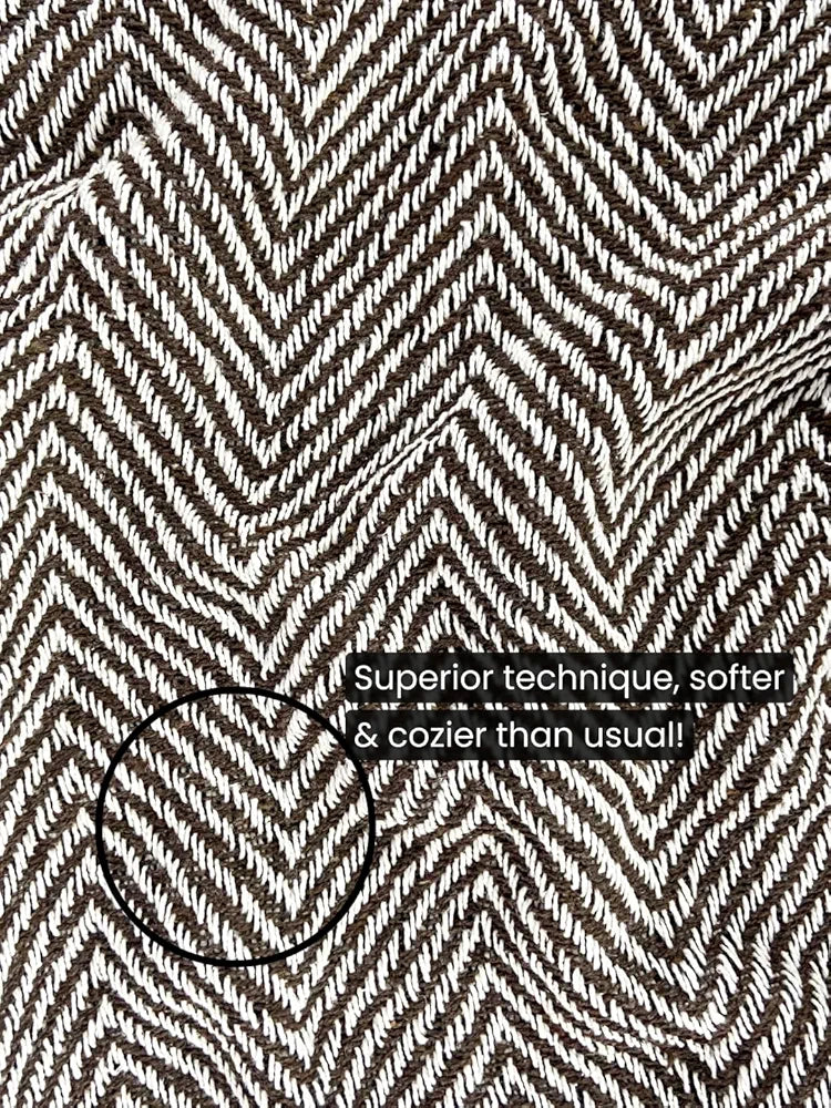 Sajavat Home Hand-Knitted Pure Cotton 3 Seater Sofa Throw Colour Brown
