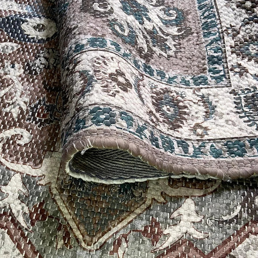 Sajavat Home Cotton Printed Rectangular Floor Rug Colour Sage green