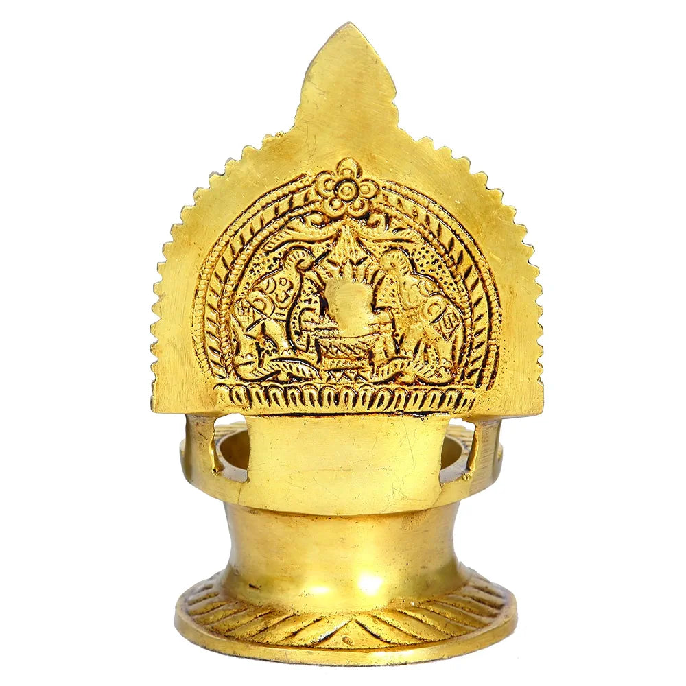 Anciently Premium Gajalakshmi Deepam | Gajalakshmi Deepa | Gajalakshmi Diya | Antique Gajalakshmi Vilakku Brass 14 CM Height, Gold Colour, 1 Piece