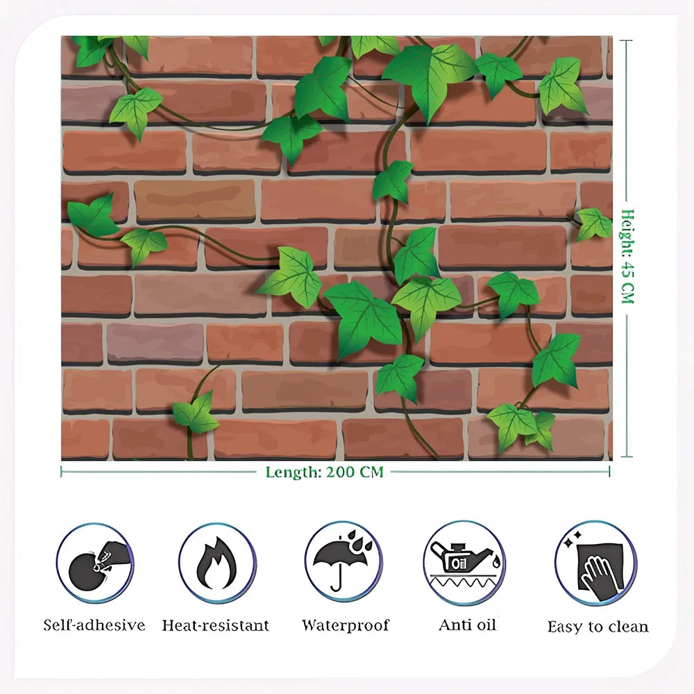 Indian Natural Brick Environmental Protection Pvc Vinyl Wallpaper Brick Leaves Wallpaper