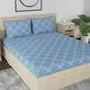 Huesland by Ahmedabad Cotton 186 TC Cotton Bedsheets for King Size Bed with 2 Pillow Covers | Blue