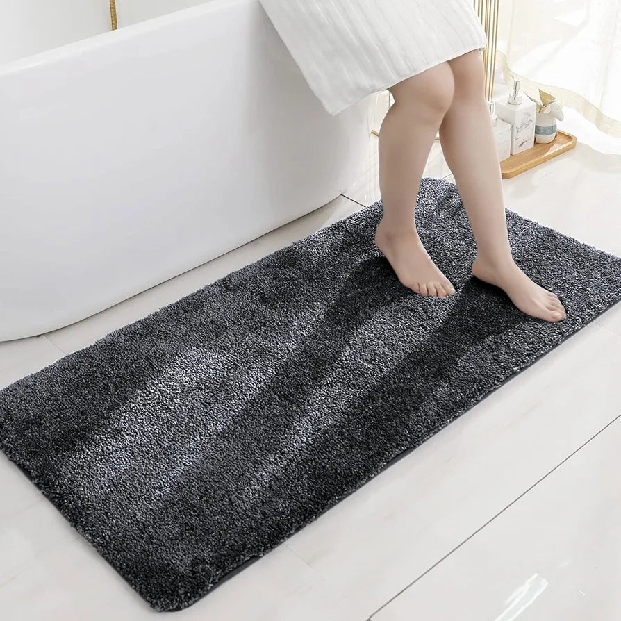 Luxe Home International Microfibre Luxe Rectangular Home Bath Mat Super Soft Anti Skid Newman Mats For Bathroom Colour Anthra