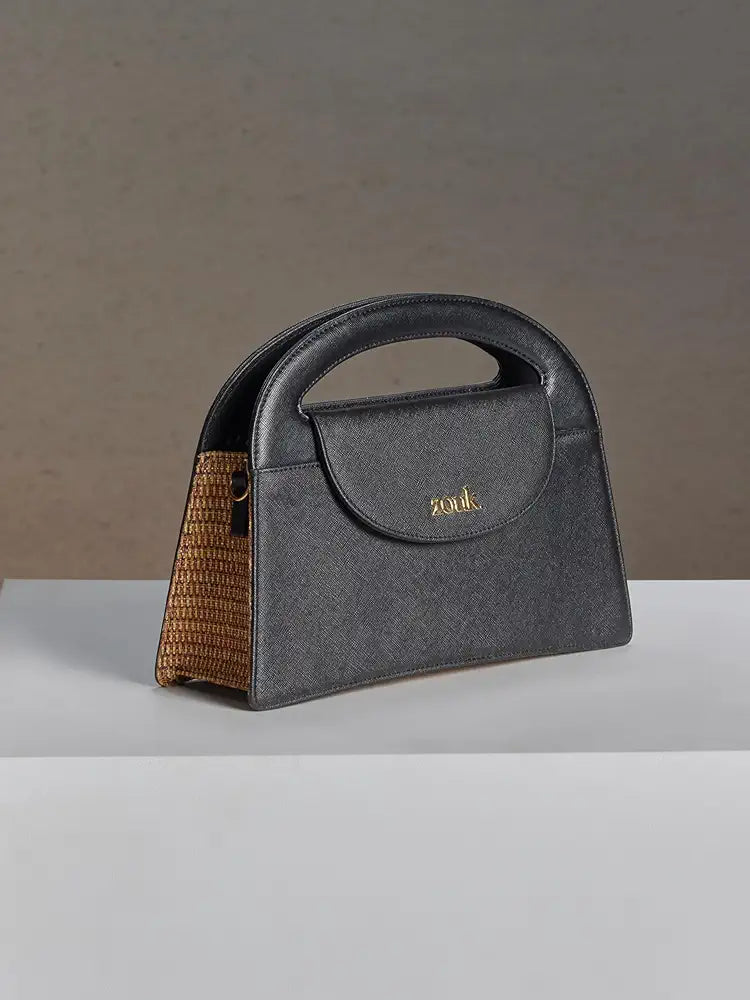 Zouk Rhea Kapoor Sling Bag Jute & Leather Crossbody Bag for Women