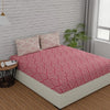 Huesland by Ahmedabad Cotton 144 TC King Size Bedsheet Cotton with 2 Pillow Covers | Peach Pink & White