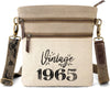 Canvas And Leather Material Mens Messenger Retro Sling Bag | Beige