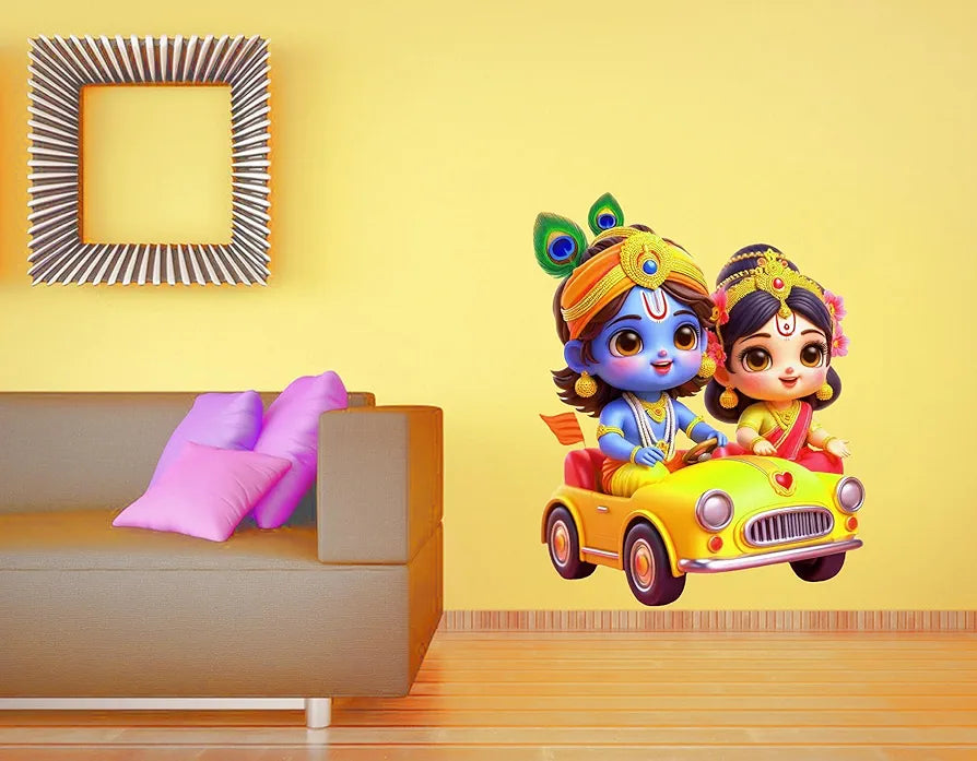 Rng Graphics Pvc Vinyl Krishna Wall Sticker Radha Krishna Wall Stickers Multicolor 56cm X 45cm DW-121L