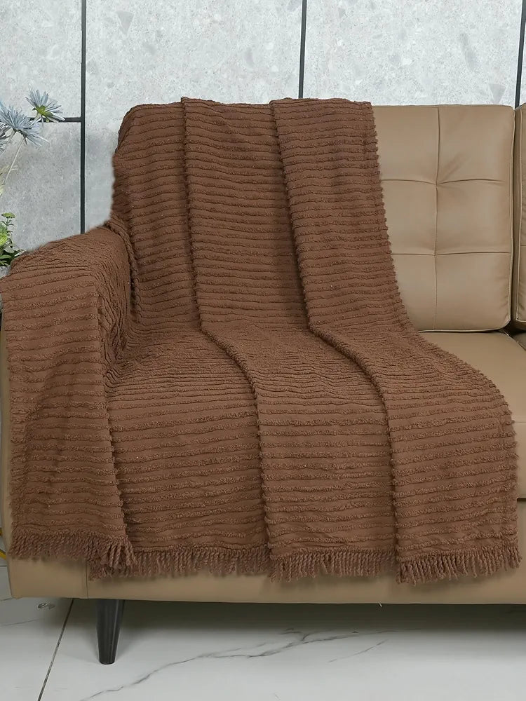 Saral Home Barkha Stripe Cotton 1 Seater Sofa Throw Colour Brown