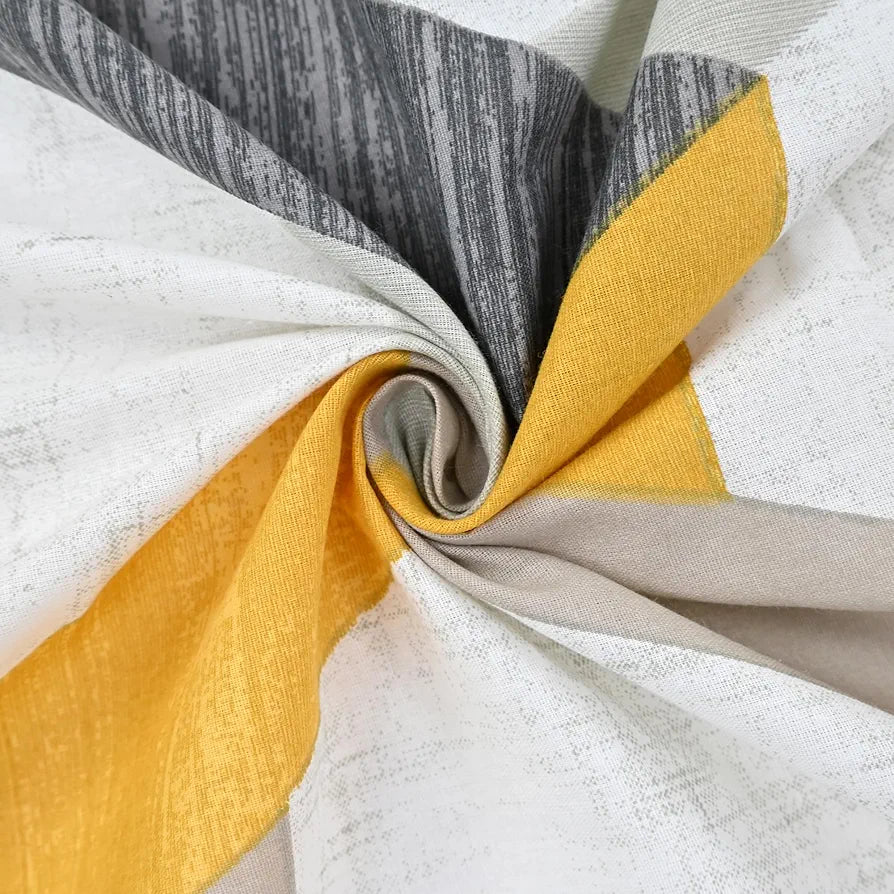 Divine Casa 144 TC Abstract Print Cotton Bedsheets for King Size Bed with 2 Pillow Covers Colour Greyochre