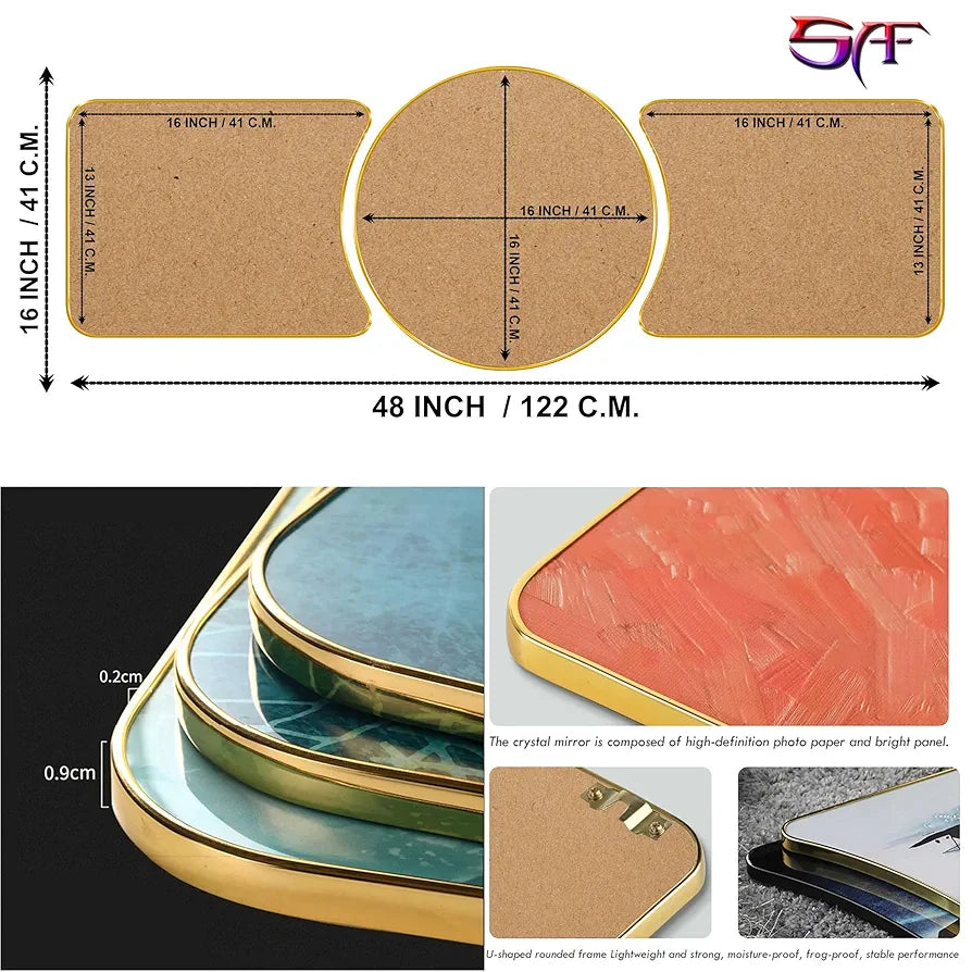 Livin'luxe Paintings Couple Deer Modern Art Premium Sparkle Lamination Finished Surface Golden Slim Frame RP-37