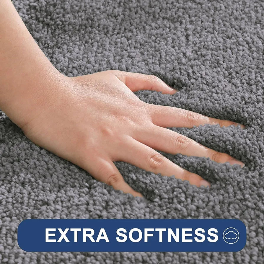 Luxe Home International Microfibre Rectangular Bath mat Super Soft Anti Skid Newman Mats For Bathroom Colour Silver
