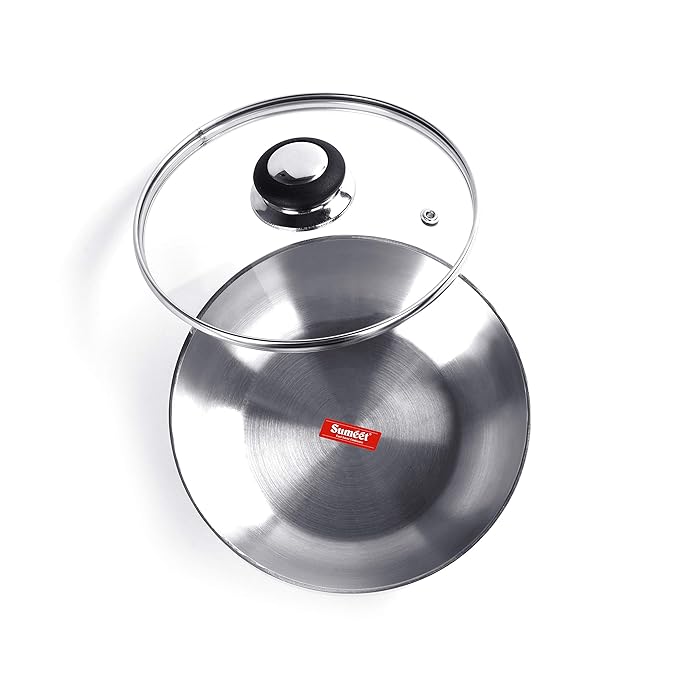 Sumeet 3mm Induction Bottom Aluminium Tasra with Glass Lid (1.8Ltr 20cm)