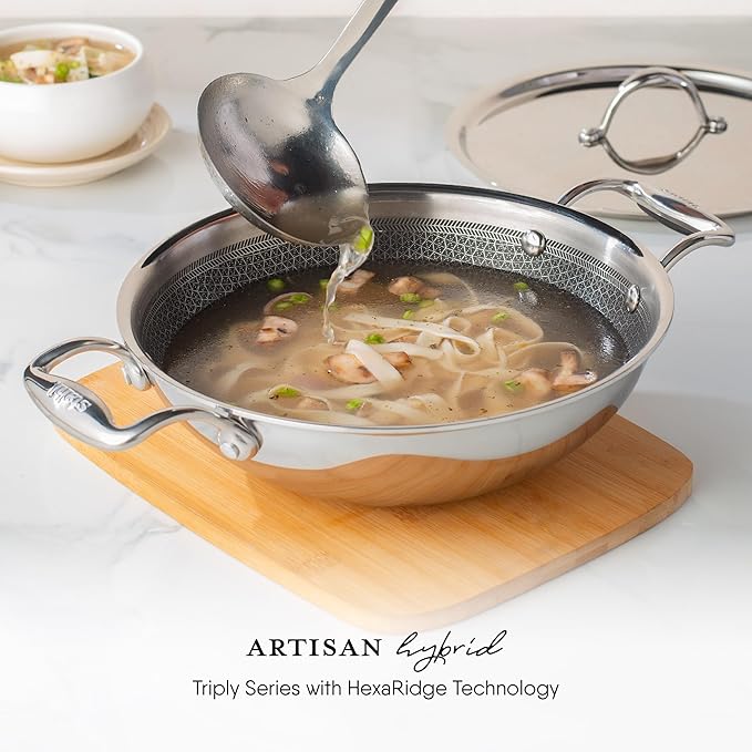 Stahl Artisan Hybrid Triply Non Stick Kadai With Lid | Stainless Steel Kadai | Triply Kadhai Metal Spatula Friendly | 4.4 L | 28 Cm