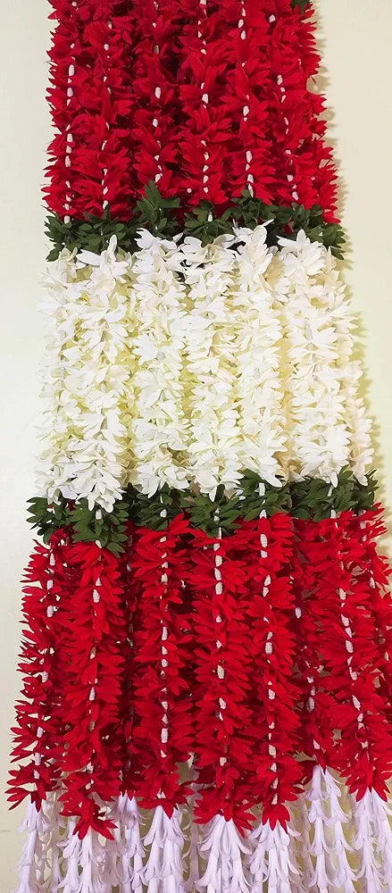 Afarza Choice Good Feel Good Artificial Flower Garland Toran Hanging white-red 4 Pieces 5 Feet