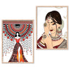 Kotart Indian Woman Digital Painting with Frame Traditional Painting Pack of 2