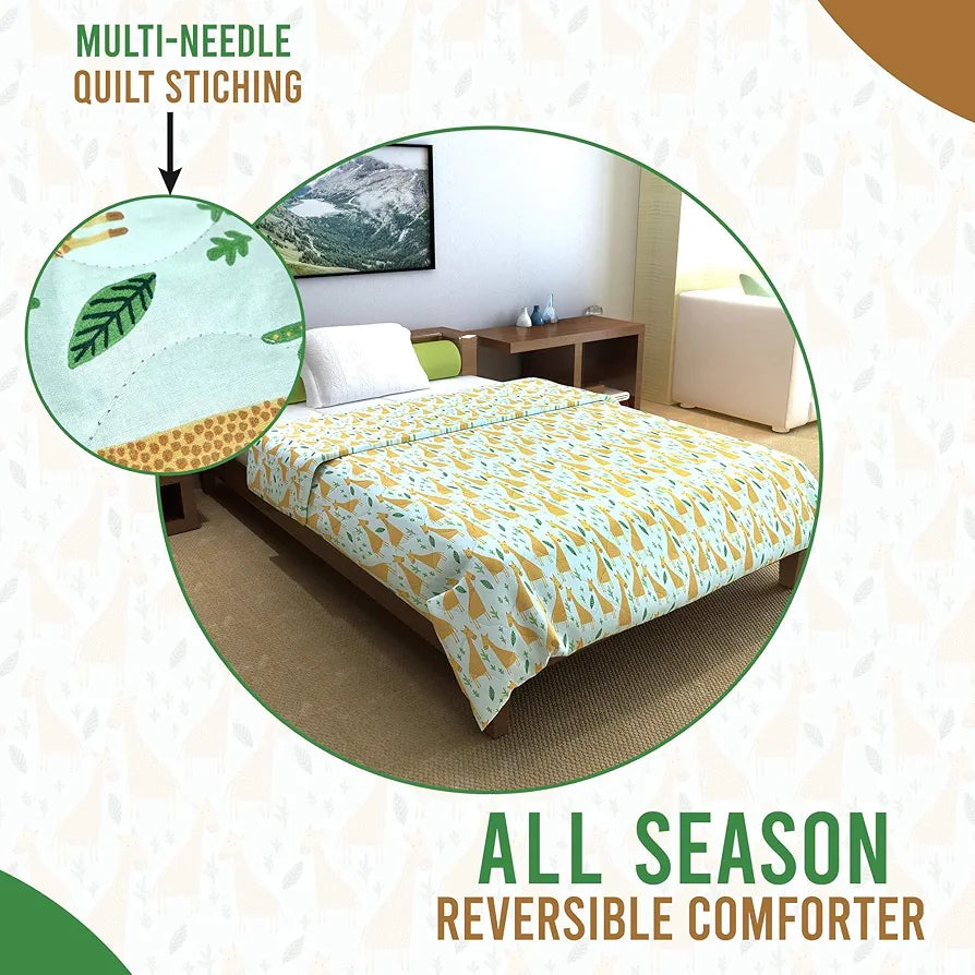 Divine Casa 120 GSM Cotton Single Bed Comforter Soft & Lightweight Reversible All-Season Blanket Colour Misty Jade