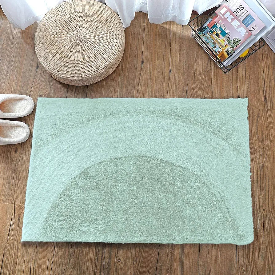 Luxe Home International Rectangular Bath Mat Super Soft Anti Skid Rabbit Fur Mats 40X60 Cm Colour Lime