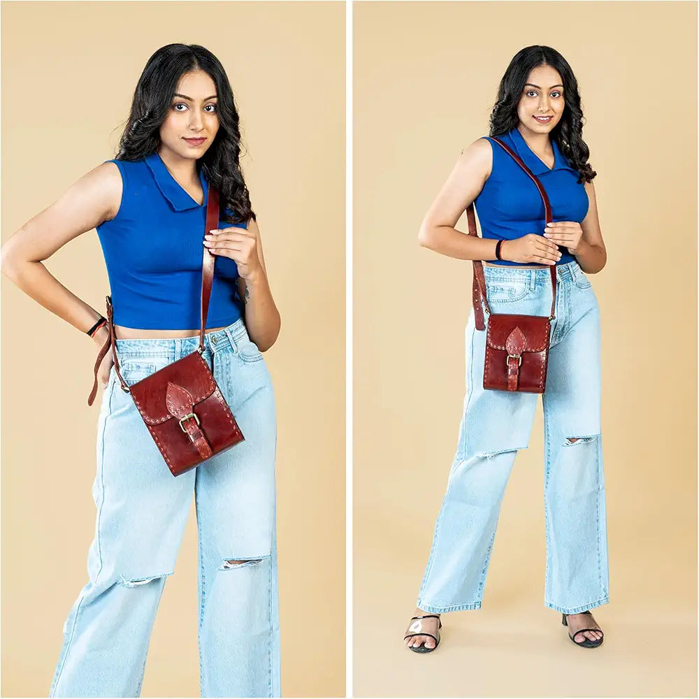 Goatter Genuine Leather Handmade Girls And Women’s Small Cross Body Sling Bag For Daily Use