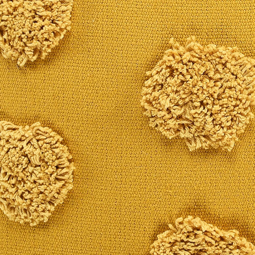 Sashaa World Cotton Tufted Dots Cushion Cover Colour Mustard (Pack of 2)