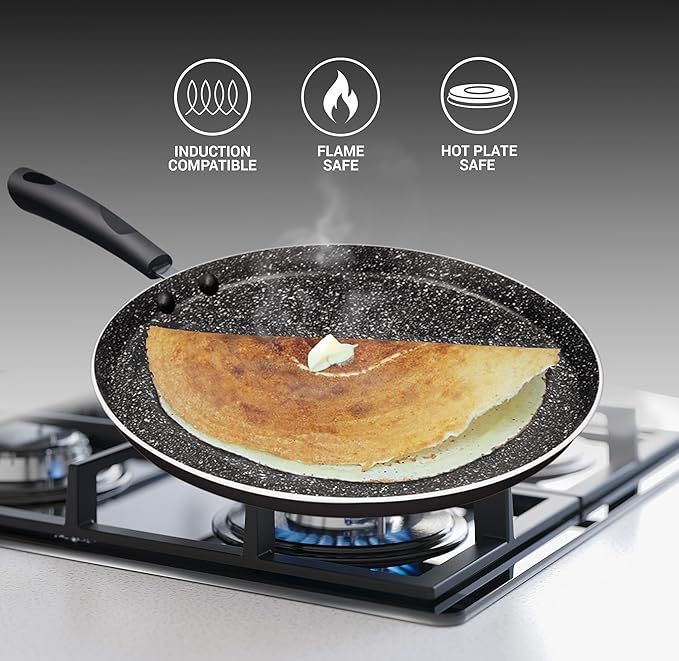 Milton Pro Cook Granito Induction Omni Tawa, 26 Cm, Black - 609 gms
