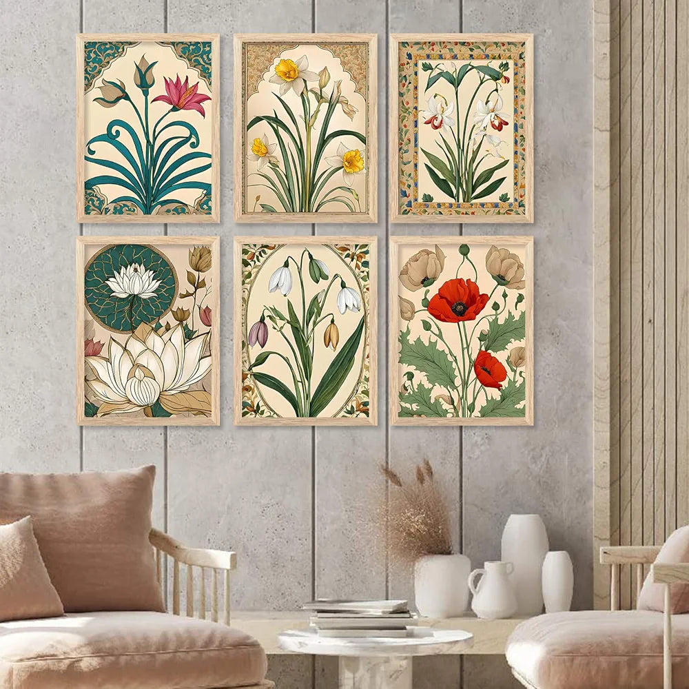 Kotart Premium Digital Madhubani Art Paintings with Frame Painting For Wall Decoration Pack of 6