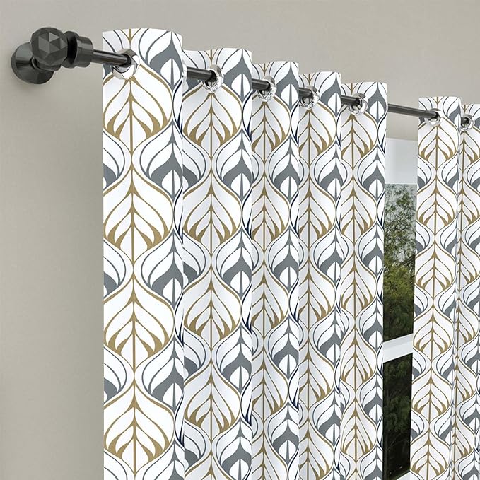 Haus & kinder Cotton Curtains Set of 2 for Bedroom Window Door Curtains (5ft x 7ft) | Colour Aurora