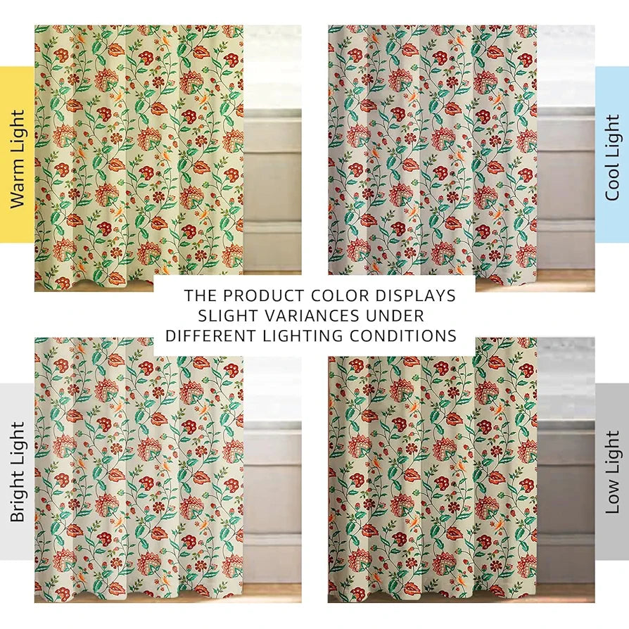 Cloth Fusion Blackout Printed Premium Window Curtains 5 Feet Long Set of 2 Red Flower