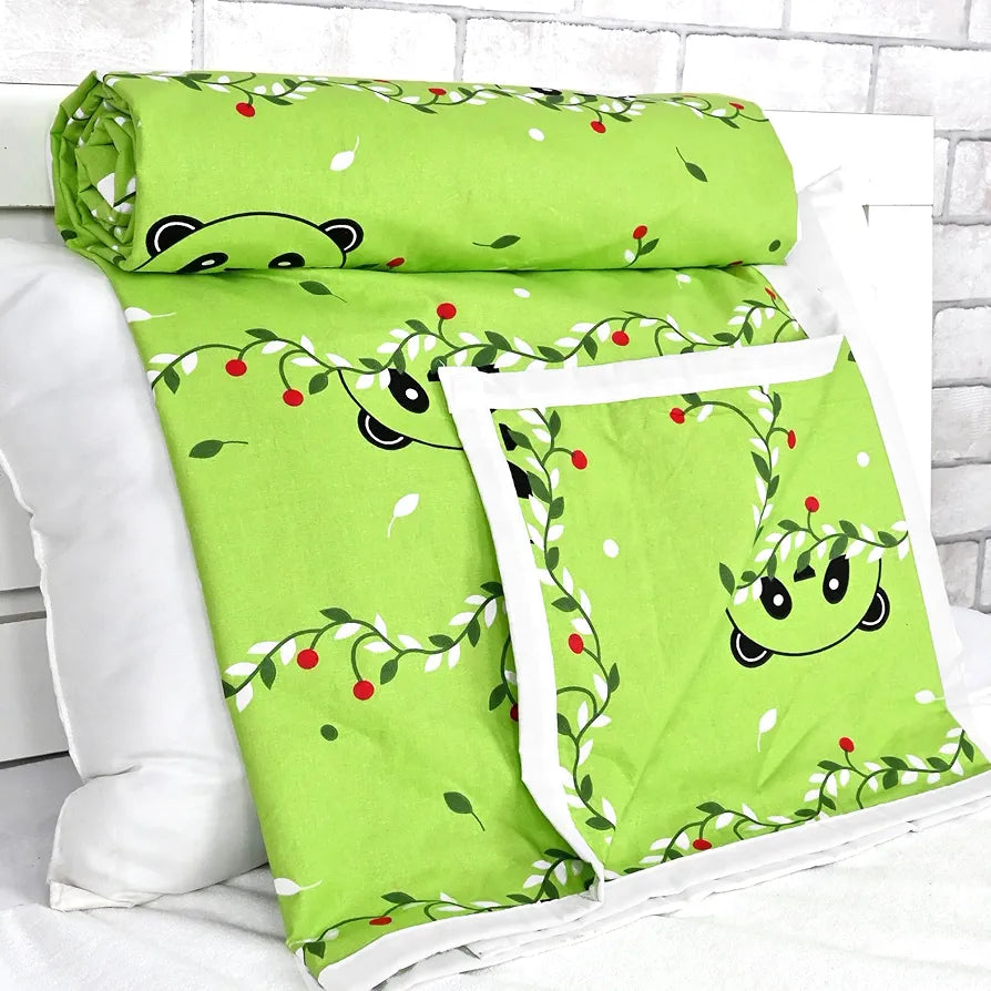 Divine Casa Pure Cotton Printed Single Dohar 120 GSM Soft & Lightweight Throw Blanket Colour Ice Green