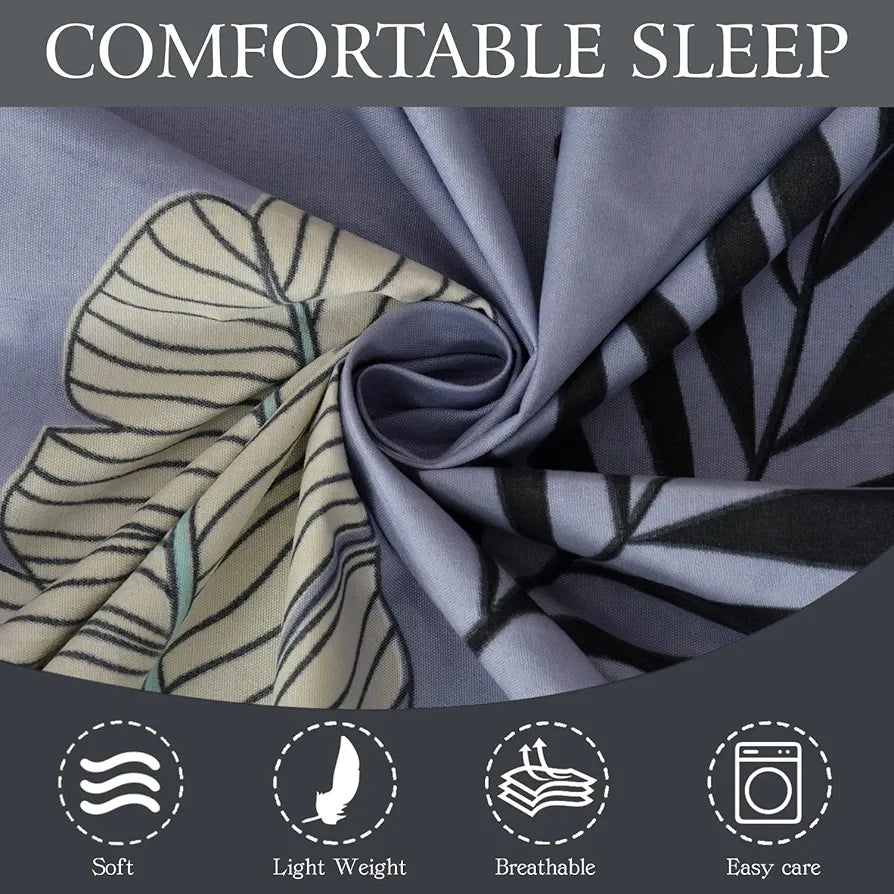 Fresh From Loom Floral Microfiber Single Size Single Bedsheet with 1 Pillow Covers 144 TC Zenith Blue