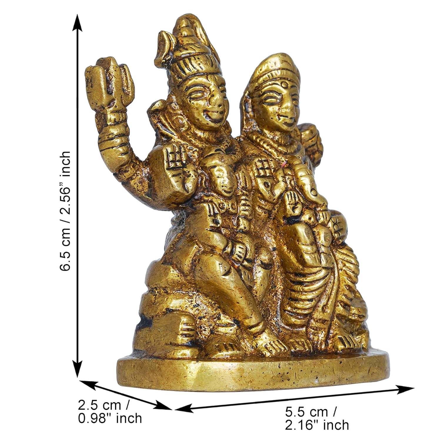 Ecraftindia Golden Brass Shiv Parivar Murti Idol | Lord Shiva, Parvati, Ganesha, Kartikeya Statue for Home Temple