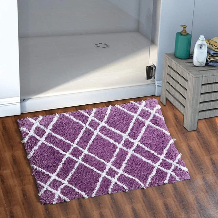Aerohaven Abstract Modern Anti Slip Bathmat Wine Colour Microfiber