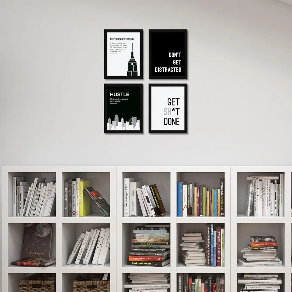 ArtX Paper Famous Motivational Quotes AXF00168-MOT Multicolor Framed Posters Set of 4