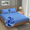 Fresh From Loom 144 TC Plain King Size Microfiber Bed Sheet Set Printed with 2 Pillow Covers Skyblue Plain