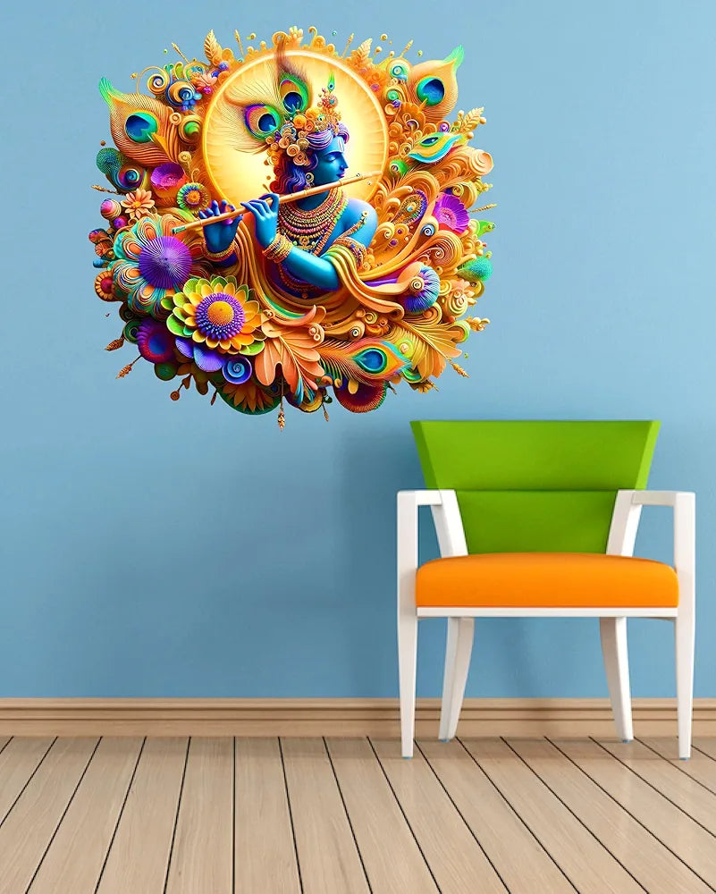 Rng Graphics Pvc Vinyl Little Krishna Wall Self Adhesive Sticker krishna Wall Sticker Multicolor 45 Cm X 45cm DW-122L