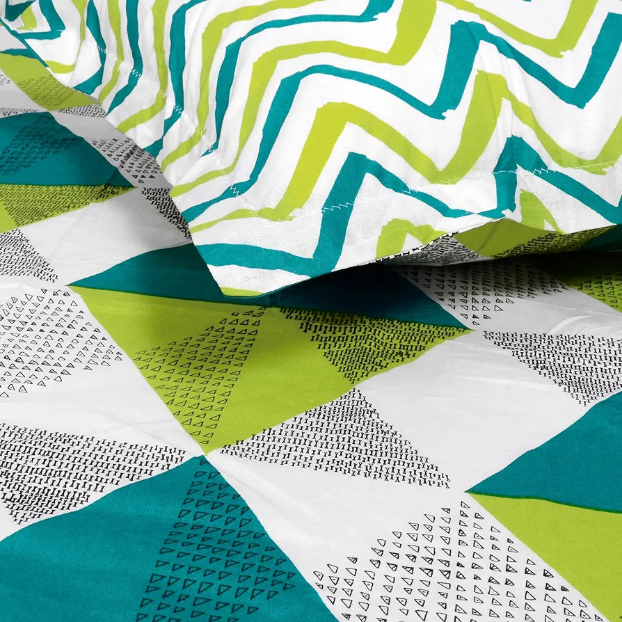 Divine Casa 144 TC 100% Cotton Bedsheet King Size Bed King Size Bedsheet with 2 Pillow Covers Colour Aqua Lime