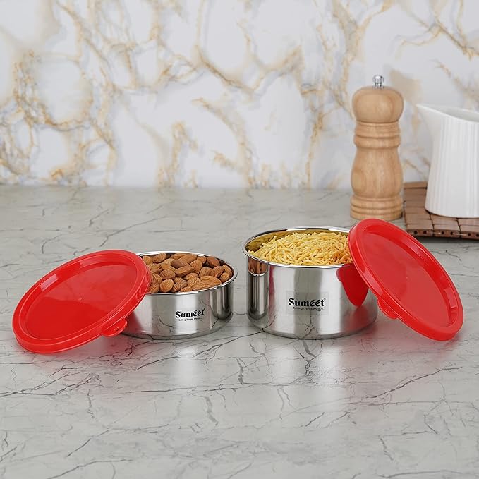 Sumeet Stainless Steel Airtight & Leak Proof Food Storage Container 400 ml & 650 ml 2PC Silver