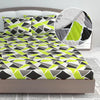 Divine Casa 144 TC 100% Cotton Abstract Print Green Super Soft Bedsheet Elastic Fitted King Size Bed Colour Jolly Green