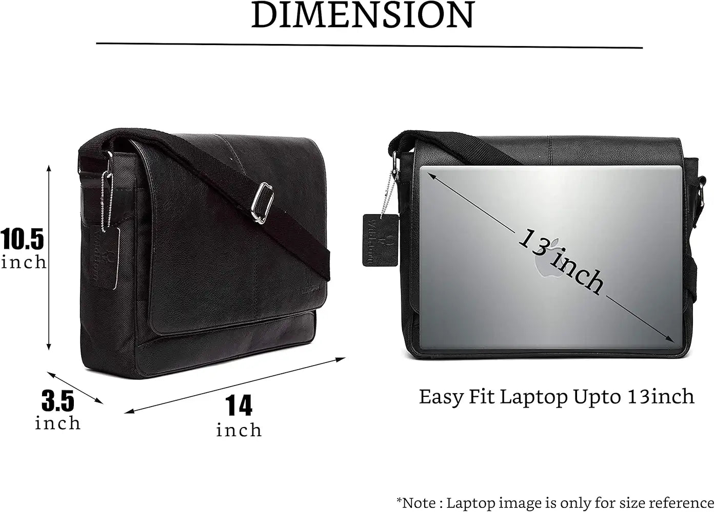 WildHorn Leather 13 inch Laptop Messenger Bag for Men I Padded Laptop Compartment I Adjustable Strap I Dimension: L- 14inch H- 10.5 inch W- 3.5inch