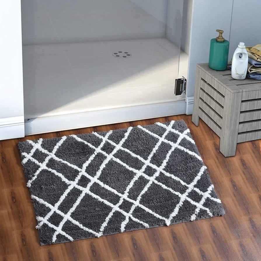 Aerohaven Abstract Modern Anti Slip Bathmat Grey Colour Microfiber