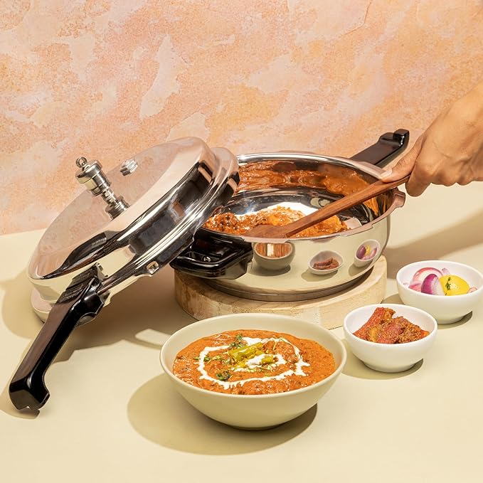 Vinod Stainless Steel Pressure Cooker 3.5 Litres | Also use as Deep Fry pan | Sandwich Bottom