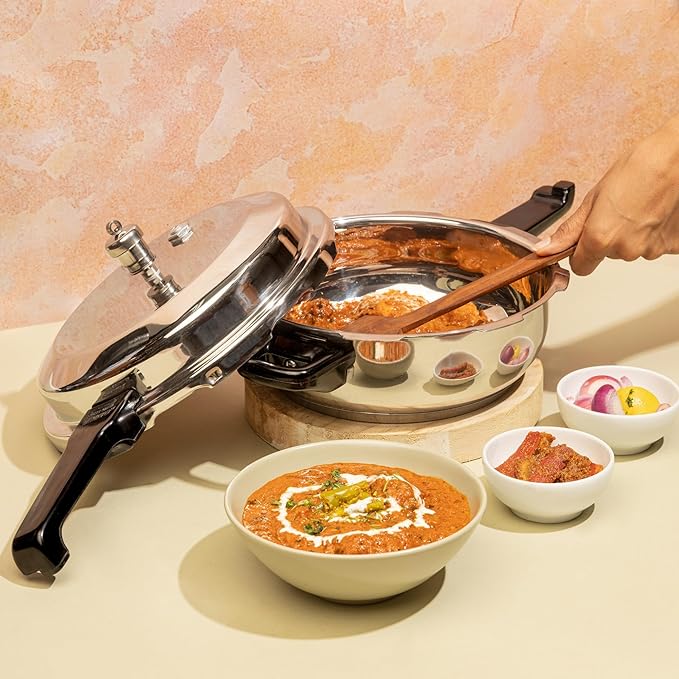 Vinod Stainless Steel Pressure Cooker 4.5 Litres | Also Use as Deep Fry Pan | Sandwich Bottom