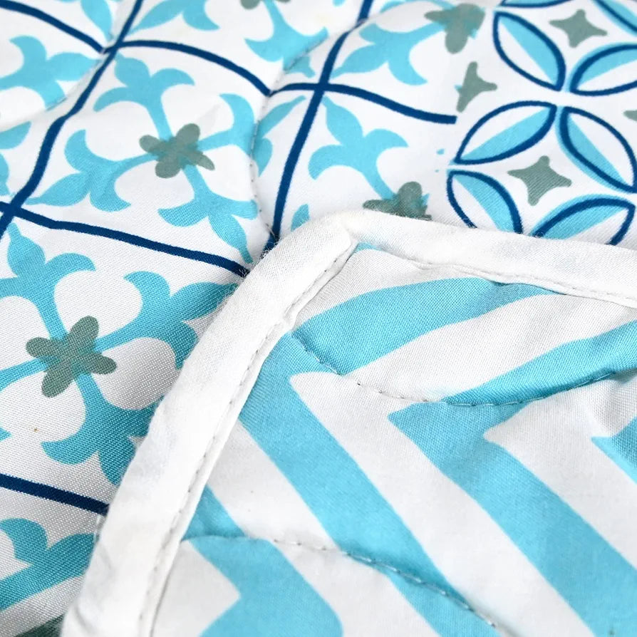 Divine Casa 120 GSM Microfiber Reversible Kids Single Bed Comforter Ultra-Soft Toddler Blanket Colour Aquarius Tile