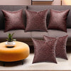 Kuber Industries Set of 5 Washable & Removable Velvet Sofa Pillow Covers with Zip Floral Design Brown