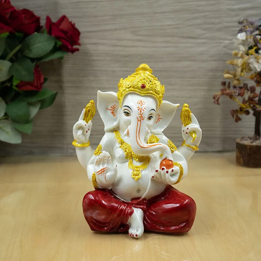 Jaipur Ace Ganesh Idol Vinayaka Statue Ganpati Murti Car Dashboard Sitting Ganesha Red