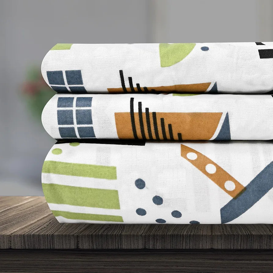 Divine Casa 144 TC Cotton Bedsheet for Single Bed with 1 Pillow Cover Colour Yellow & White