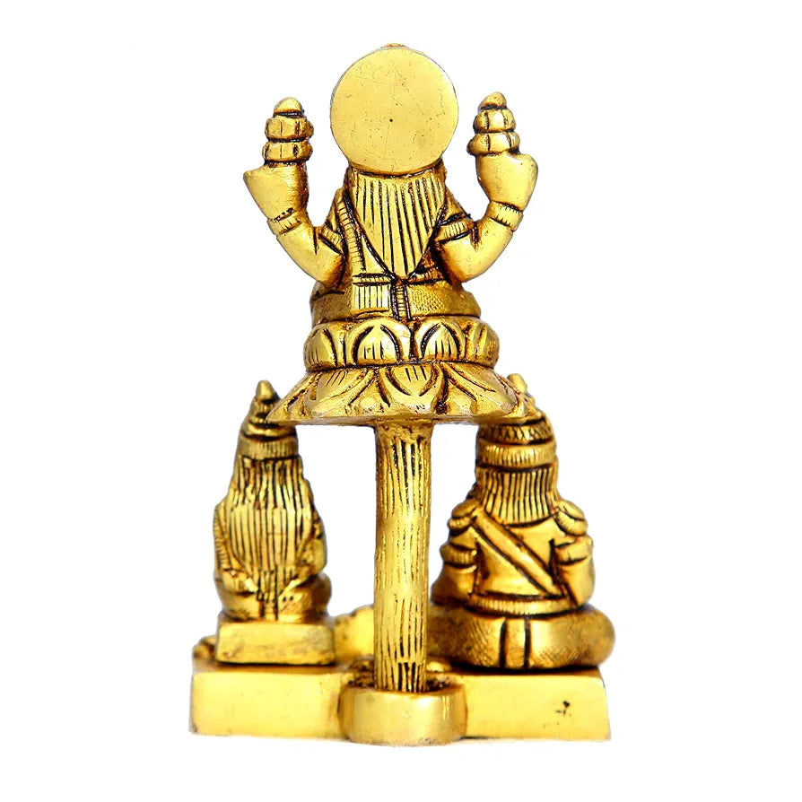 anciently Lakshmi Kubera Statue Small | Small Lakshmi Kuberar Idol Brass, 4 Inches Height, Gold Colour, 1 Piece