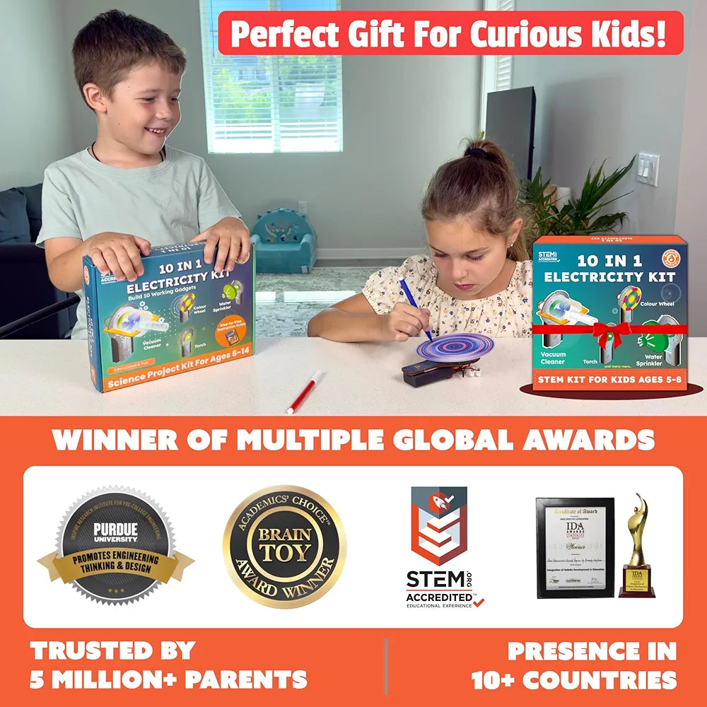 Butterfly EduFields 10in1 Ultimate Electricity Kit | Science Project Kit | Stem Toys for Kids Age 5-8 Years Boys Girls | Best Birthday Gift Idea