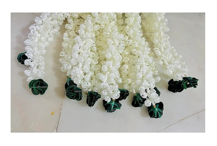 Artificial Jasmine Buds & Rose Strings Garlands Green