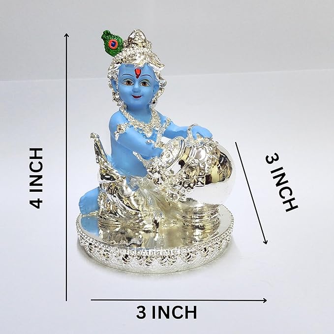 Gold Art India Makhan Krishna Krishna ji Idol for Home Decor Laddu Gopal murti for Gifting