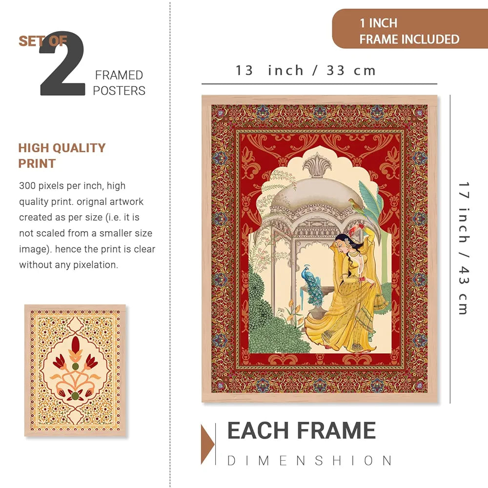 Kotart Madhubani Art Collection Painting with Frame Pack of 6 B